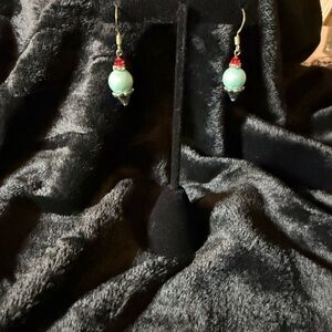 Elegant Green and Red Dangle Earrings